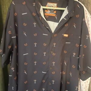 DIXXON Men's Black and Orange Patterned Shirt